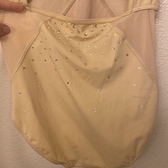 WEISSMAN Ivy Sky Dance Costume beige tan nude Crystal Halter Leotard MT10716-LC - Picture 8 of 12